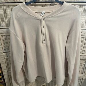 cream fleece henley top